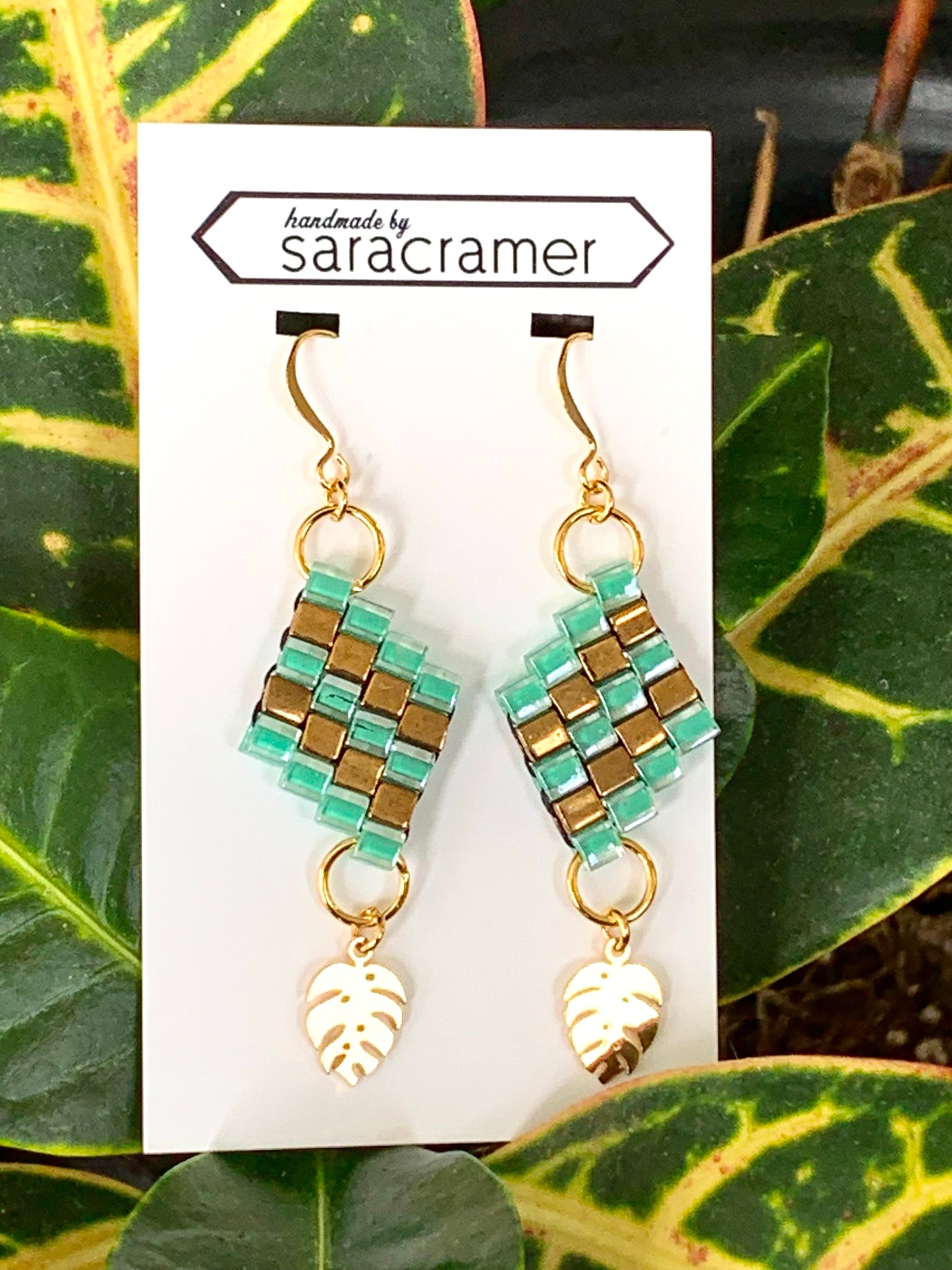 Monstera Dangle Earrings